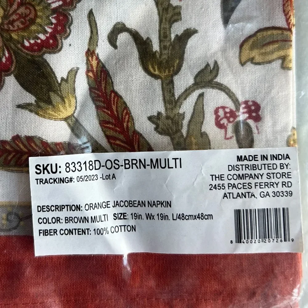 New The Company Store Fall Autumn 100% Cotton Napkins Set of 8